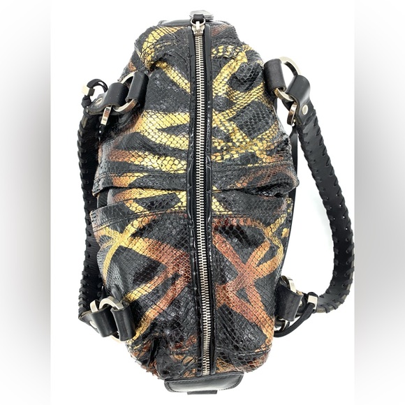 Pauric Sweeney Shiny Black Leather Python Hand Bag - Picture 3 of 12